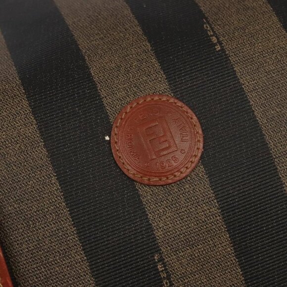 FENDI Pecan Canvas Boston Bag 2way Brown Black gold Auth - Picture 12 of 16